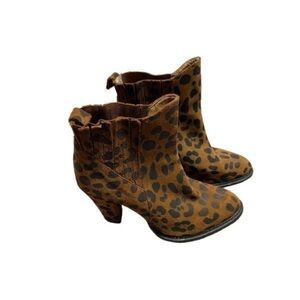 Zara Brown Leopard Ankle Boots 7.5